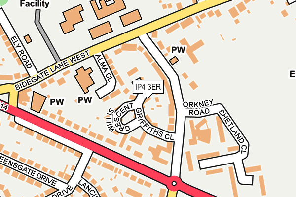 IP4 3ER map - OS OpenMap – Local (Ordnance Survey)