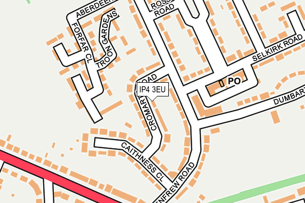 IP4 3EU map - OS OpenMap – Local (Ordnance Survey)