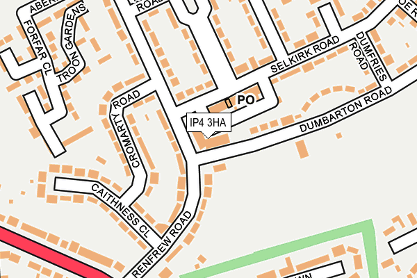 IP4 3HA map - OS OpenMap – Local (Ordnance Survey)