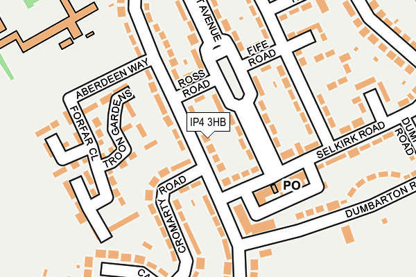 IP4 3HB map - OS OpenMap – Local (Ordnance Survey)