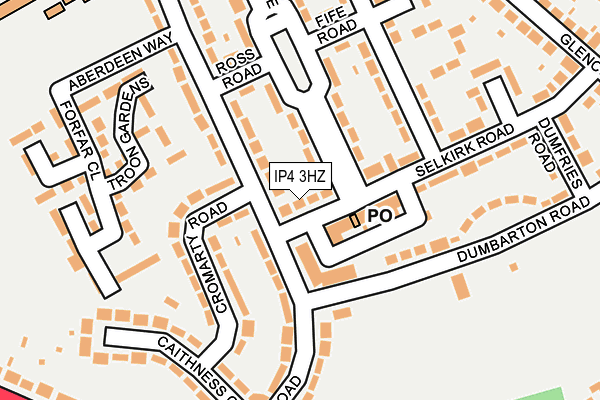IP4 3HZ map - OS OpenMap – Local (Ordnance Survey)