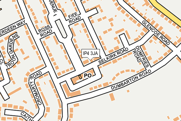 IP4 3JA map - OS OpenMap – Local (Ordnance Survey)