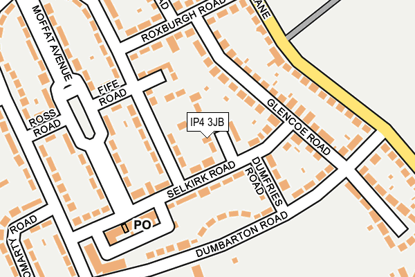 IP4 3JB map - OS OpenMap – Local (Ordnance Survey)