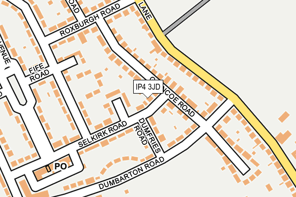 IP4 3JD map - OS OpenMap – Local (Ordnance Survey)