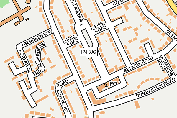 IP4 3JG map - OS OpenMap – Local (Ordnance Survey)