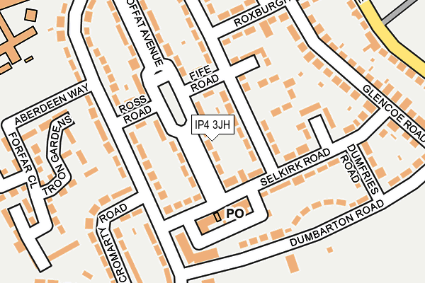 IP4 3JH map - OS OpenMap – Local (Ordnance Survey)