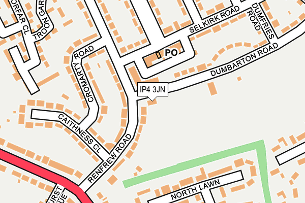 IP4 3JN map - OS OpenMap – Local (Ordnance Survey)