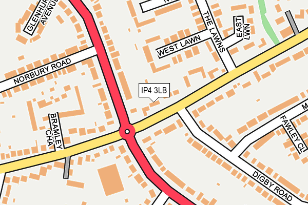 IP4 3LB map - OS OpenMap – Local (Ordnance Survey)