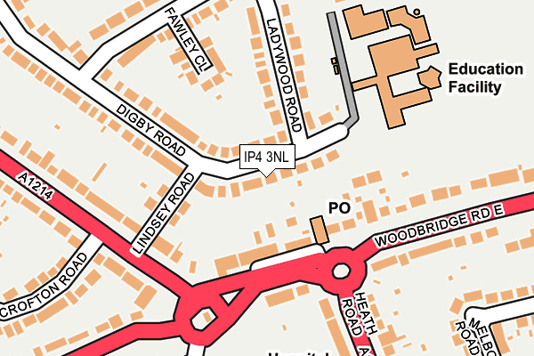 IP4 3NL map - OS OpenMap – Local (Ordnance Survey)