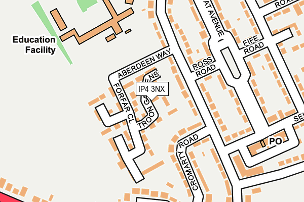 IP4 3NX map - OS OpenMap – Local (Ordnance Survey)