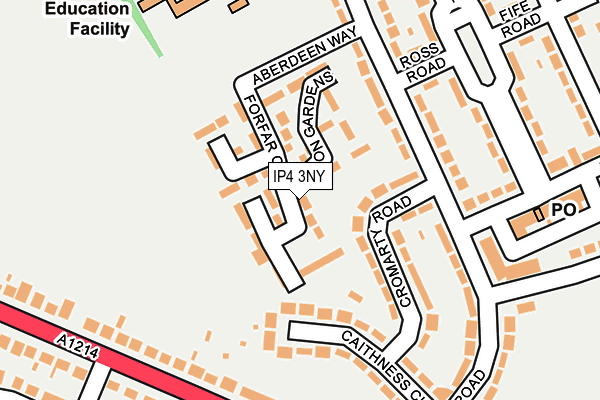 IP4 3NY map - OS OpenMap – Local (Ordnance Survey)