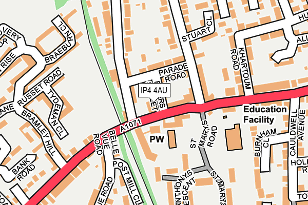 IP4 4AU map - OS OpenMap – Local (Ordnance Survey)
