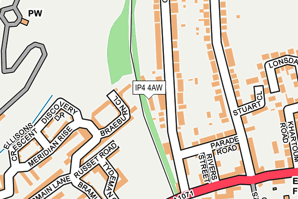 IP4 4AW map - OS OpenMap – Local (Ordnance Survey)