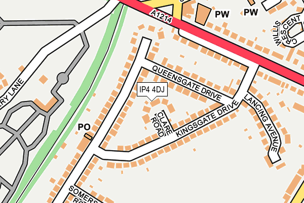 IP4 4DJ map - OS OpenMap – Local (Ordnance Survey)