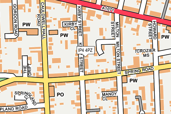 IP4 4PZ map - OS OpenMap – Local (Ordnance Survey)