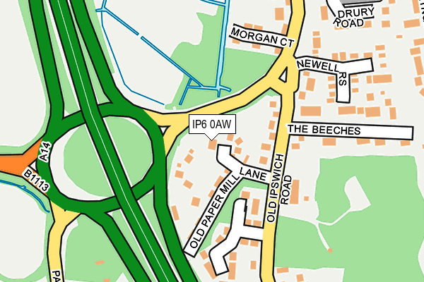 IP6 0AW map - OS OpenMap – Local (Ordnance Survey)