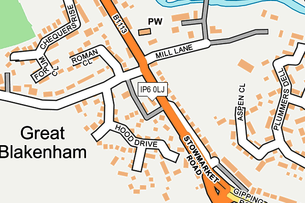 IP6 0LJ map - OS OpenMap – Local (Ordnance Survey)