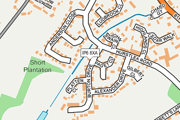 IP6 8XA map - OS OpenMap – Local (Ordnance Survey)