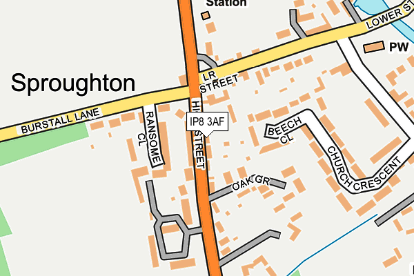 IP8 3AF map - OS OpenMap – Local (Ordnance Survey)