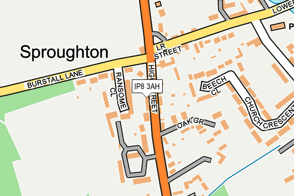 IP8 3AH map - OS OpenMap – Local (Ordnance Survey)