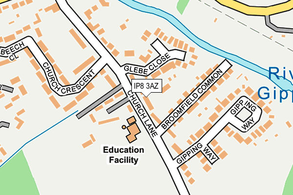 IP8 3AZ map - OS OpenMap – Local (Ordnance Survey)