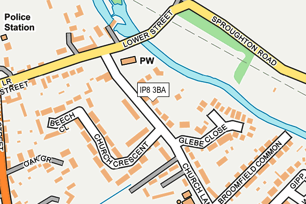 IP8 3BA map - OS OpenMap – Local (Ordnance Survey)