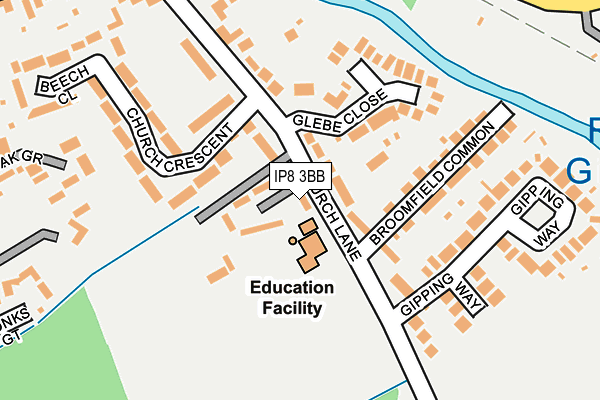 IP8 3BB map - OS OpenMap – Local (Ordnance Survey)