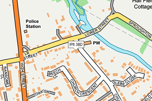 IP8 3BD map - OS OpenMap – Local (Ordnance Survey)