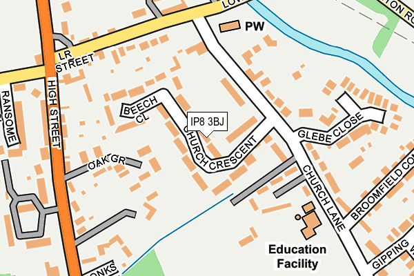 IP8 3BJ map - OS OpenMap – Local (Ordnance Survey)