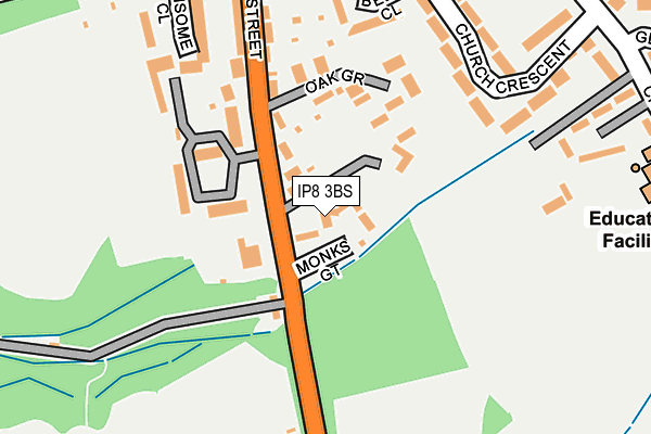 IP8 3BS map - OS OpenMap – Local (Ordnance Survey)