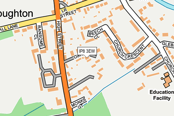 IP8 3EW map - OS OpenMap – Local (Ordnance Survey)