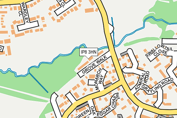 IP8 3HN map - OS OpenMap – Local (Ordnance Survey)