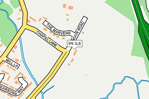 IP8 3LB map - OS OpenMap – Local (Ordnance Survey)