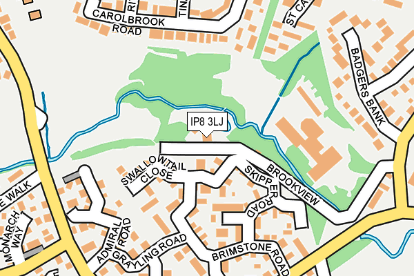 IP8 3LJ map - OS OpenMap – Local (Ordnance Survey)