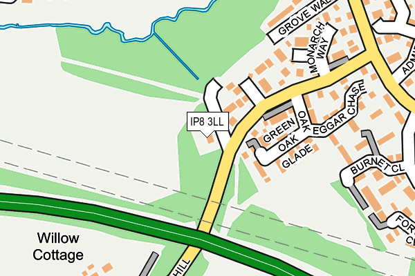 IP8 3LL map - OS OpenMap – Local (Ordnance Survey)