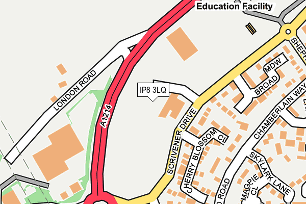 IP8 3LQ map - OS OpenMap – Local (Ordnance Survey)