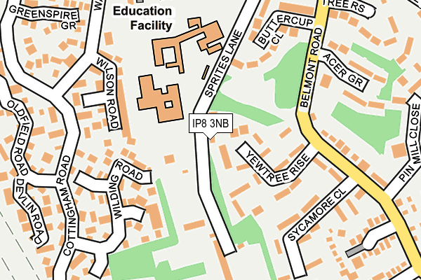 IP8 3NB map - OS OpenMap – Local (Ordnance Survey)