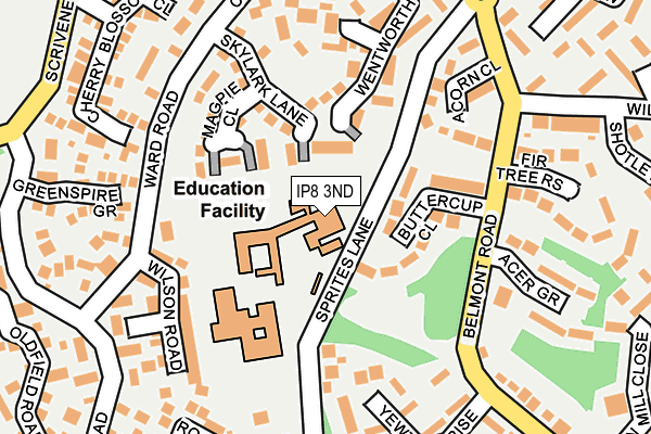 IP8 3ND map - OS OpenMap – Local (Ordnance Survey)