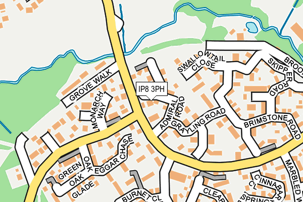 IP8 3PH map - OS OpenMap – Local (Ordnance Survey)