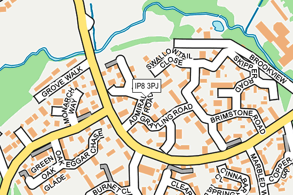 IP8 3PJ map - OS OpenMap – Local (Ordnance Survey)