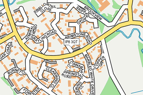 IP8 3QT map - OS OpenMap – Local (Ordnance Survey)