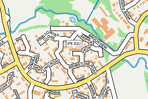 IP8 3QU map - OS OpenMap – Local (Ordnance Survey)
