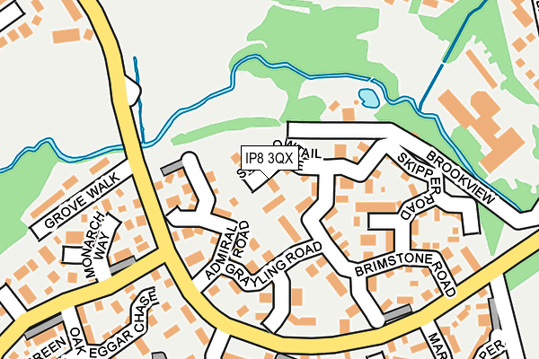 IP8 3QX map - OS OpenMap – Local (Ordnance Survey)