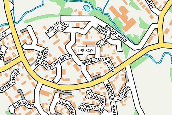 IP8 3QY map - OS OpenMap – Local (Ordnance Survey)