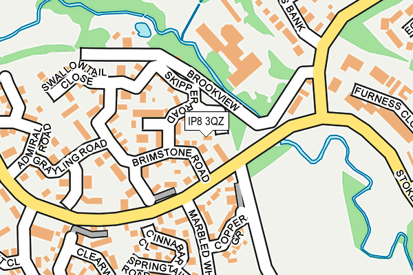 IP8 3QZ map - OS OpenMap – Local (Ordnance Survey)