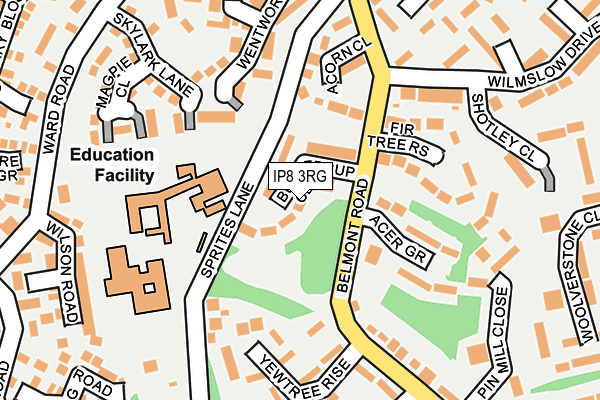 IP8 3RG map - OS OpenMap – Local (Ordnance Survey)