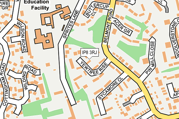 IP8 3RJ map - OS OpenMap – Local (Ordnance Survey)