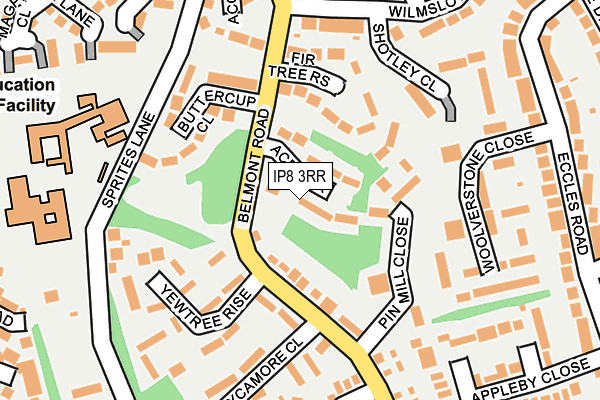 IP8 3RR map - OS OpenMap – Local (Ordnance Survey)