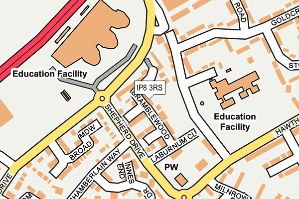 IP8 3RS map - OS OpenMap – Local (Ordnance Survey)