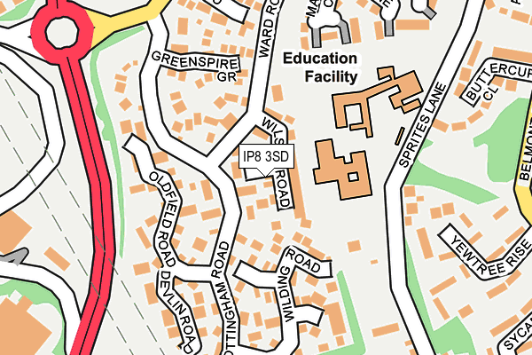 IP8 3SD map - OS OpenMap – Local (Ordnance Survey)